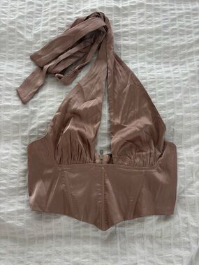 Satin Halter Bustier Top - Blush